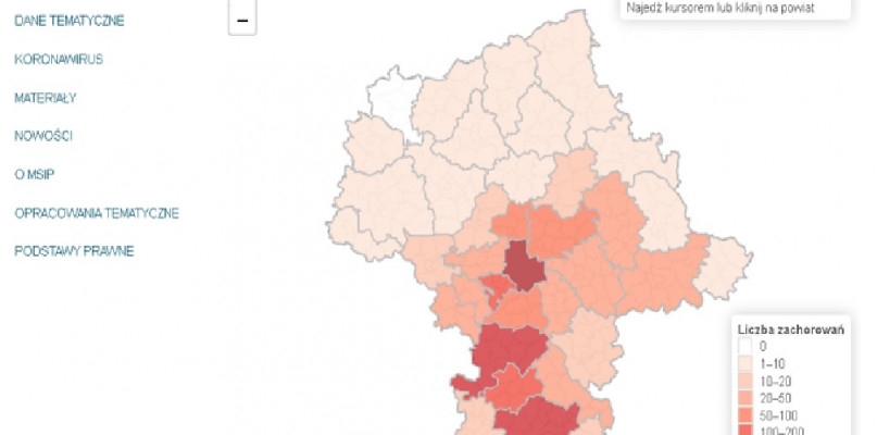 Interaktywna mapa Mazowsza w dobie Koronawirusa