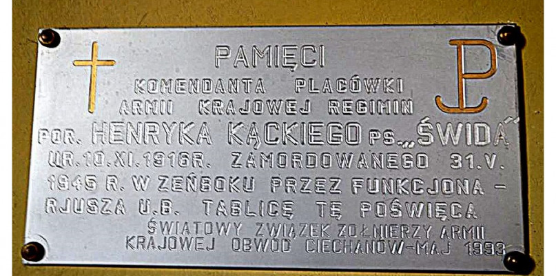 Tablica pamiątkowa w kościele parafialnym w Zeńboku
