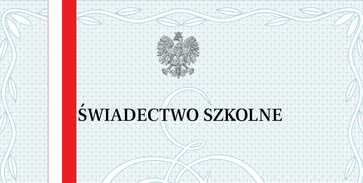 Fot. Wzór świadectwa szkolnego
