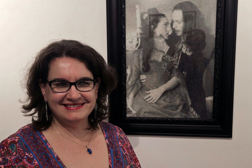 Haftowane obrazy w Caffé Italia