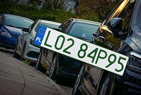 Tablice z zielonymi napisami na kolejnych autach. Nie chodzi o "elektryki"-30975