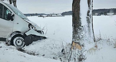 Zjechał na pobocze i uderzył w drzewo. Dwie osoby ranne-31057