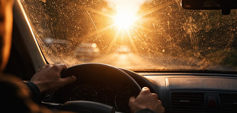 Oślepiające słońce może stanowić poważne zagrożenie na drodze