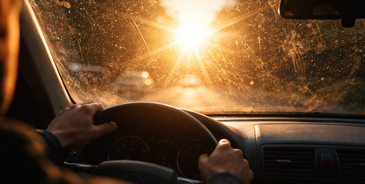Oślepiające słońce może stanowić poważne zagrożenie na drodze